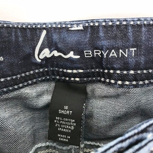 Lane Bryant Jeans Straight Skinny Genius Fit Distressed Slim Cut Size 16 Short - Picture 2 of 9